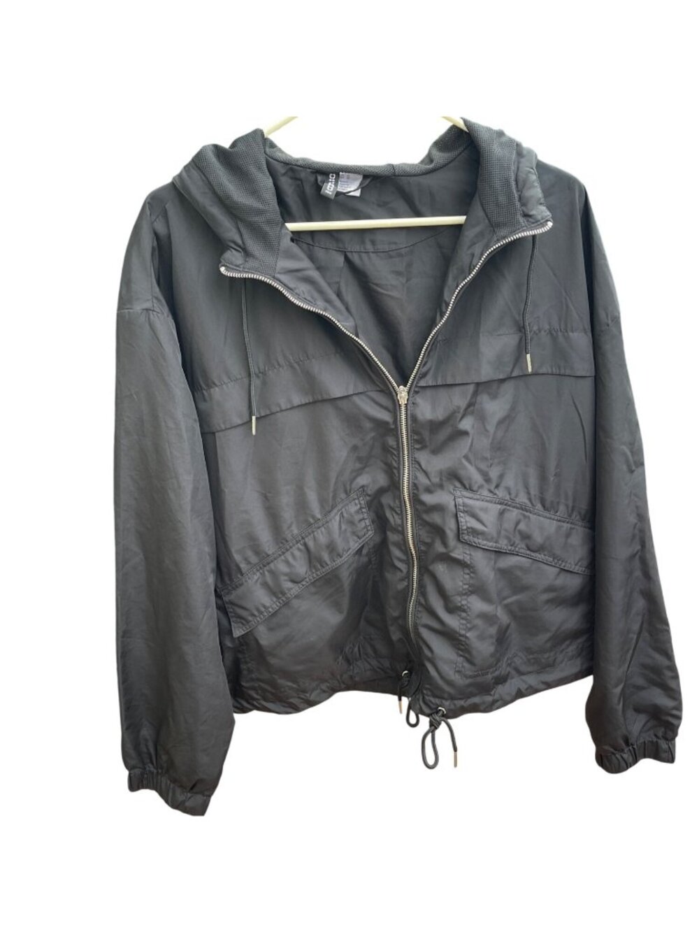 H&M Divided Black Hooded Lightweight Jacket Women's Windbreaker Size XL Casual